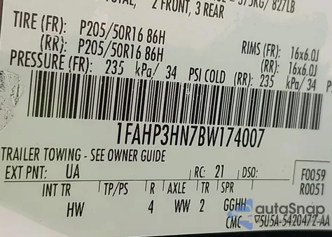 2011 Ford Focus Sel z USA, uszkodzony, nr VIN 1FAHP3HN7BW174007